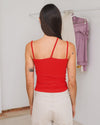 BASERANGE Ribbed Cotton Needle Tank Top TONI and TOTV Collection Made in Portugal BAS-TONI-RB-SU25-MY RED
